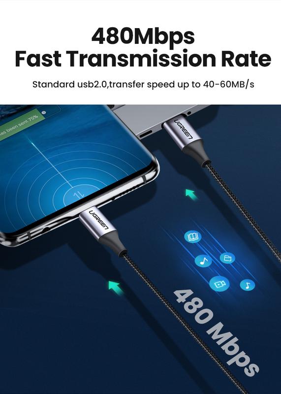 Product Introduction of UGREEN 60W USB C to USB Type C Cable USB-C Fast Charge Data Line USBC Type-C PD Phone 1 Meter Cable for M1 MacBook, iPad, Xiaomi Mi 10 Pro, Samsung, Huawei 8