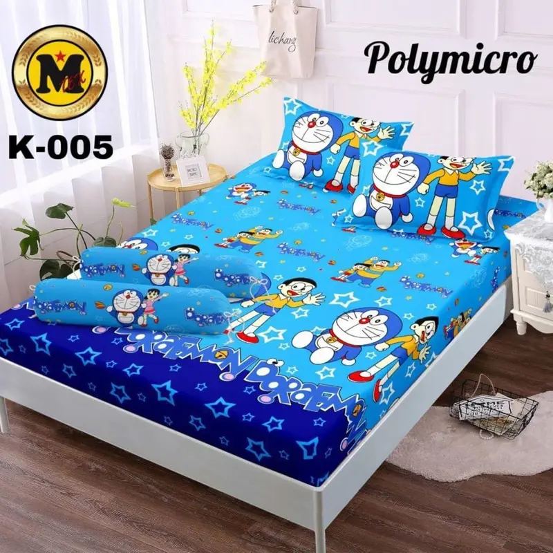 PROMO Sprei Labu labu Labubu Karakter Doraemon free 2 sarung bantal 1 sarung guling Motif Labulabu kuromi Keropi Hello Kitty King Size tahan pudar Springbed Lantai Karet 2