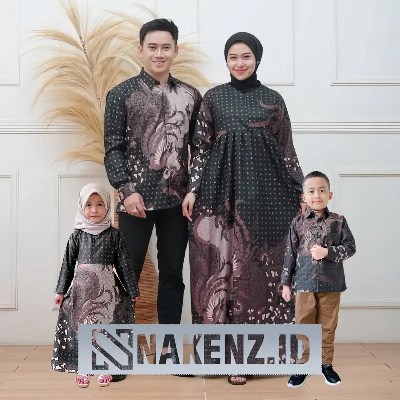NAKENZ.ID Batik Couple Keluarga Kemeja Gamis Motif Cucakrowo Batik Polimikro Batik Ayah Bunda dan Anak 0