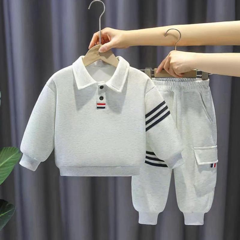 Set đồ thu đông bé trai sành điệu cổ bẻ 3 sọc 12-45kg chất cotton mềm dẹp mịn không sùi thoải mái khi đi học đi chơi freeship