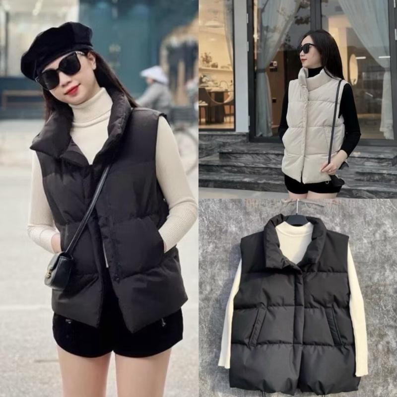 [ Phao Ghilê Nữ - Trơn Trơn ] Áo Phao Ghile Nữ Mùa Đông Trơn Trơn