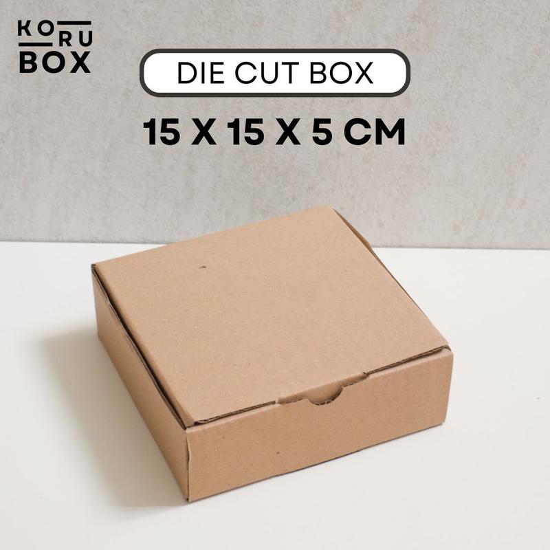 [ISI 20] KORU BOX Kardus Die Cut Mailer 15 x 15 x 5 cm Tanpa Sablon - Bahan B Flute Cokelat 2