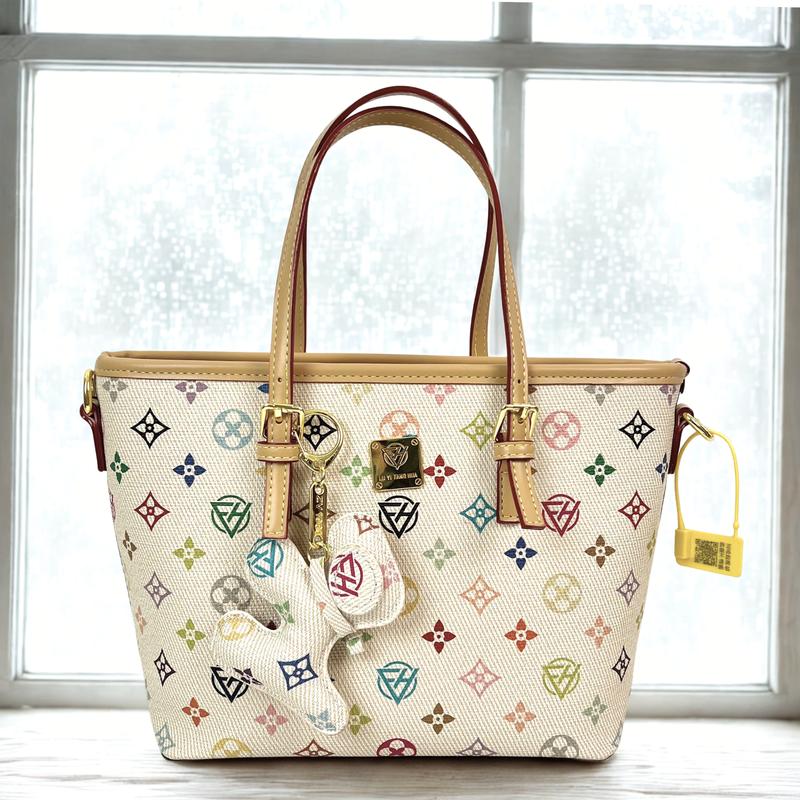 - 8107 - Túi Xách Nữ Da Họa Tiết Monogram Canvas - Hàng Quảng Châu Cao Cấp - Kèm Charm Và Dây Đeo