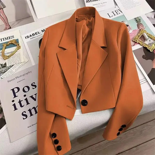 Blazer Wanita Cropped Plaid Merah Lengan Panjang - Bahan Mark Stalion Import - Tangan, Atasan Formal Kerja Hitam Basic Casual - Putih 4