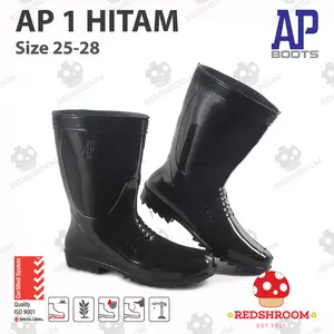 Sepatu Boot Pendek AP 1 AP BOOTS Hitam Fleksibel Karet Nyaman Anti Slip Air Lokal Perairan Shoes