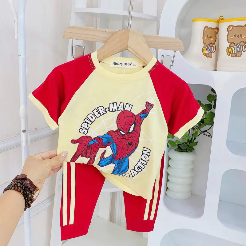 Đồ bộ tay ngắn quần dài thun lạnh cho bé trai bé gái (7-25kg), vải mềm mát thoáng khí, in hình dễ thương cho bé. 2