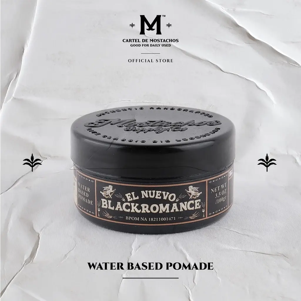 Mostachos Water Based Pomade El Nuevo Black Romance 100gr Hair Style & Treatment Pria Premium Original