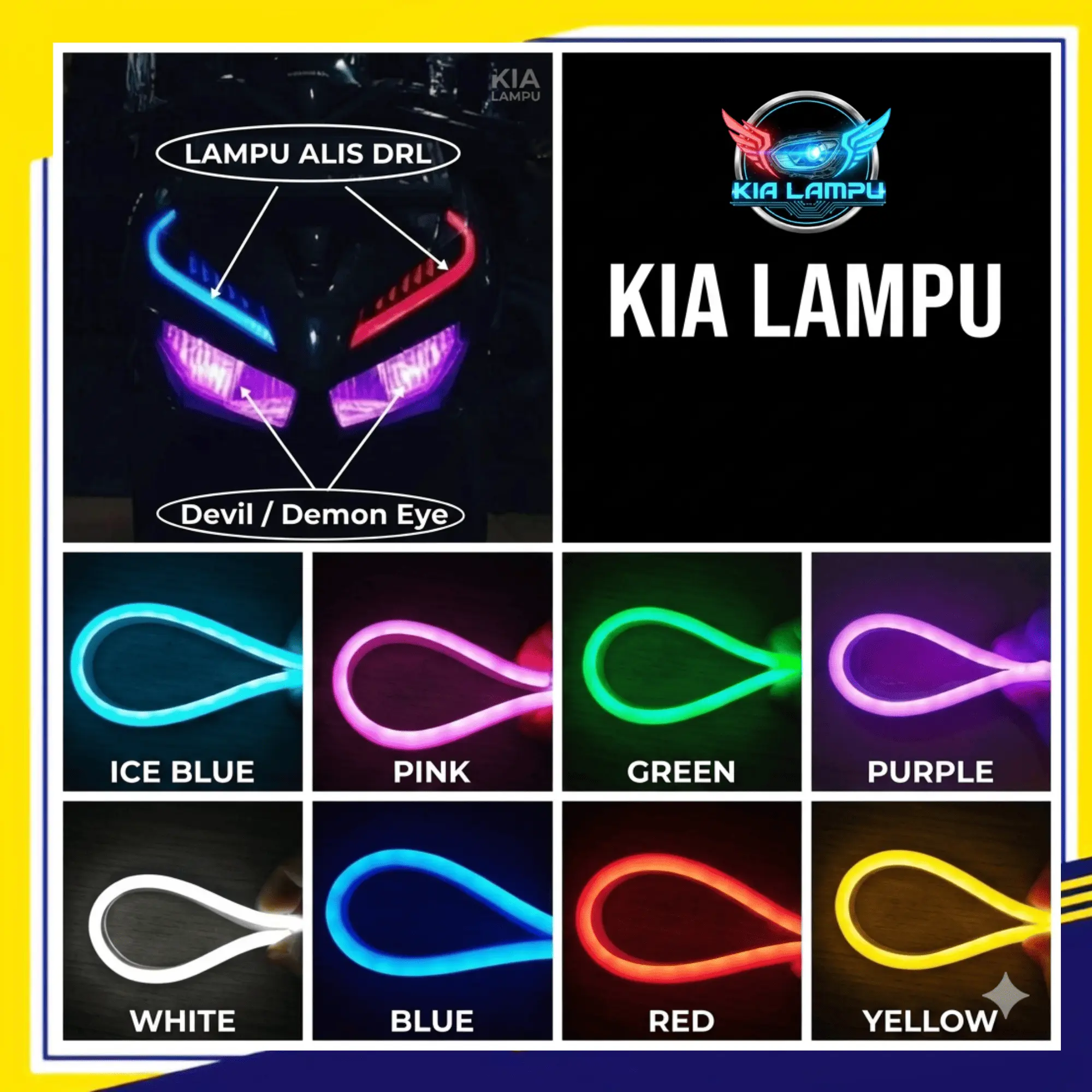 Lampu Alis Motor LED Fleksibel DRL 12V 30/45/60CM Non Bintik Universal NMAX Aerox PCX Beat Vario Mio [1PCS]