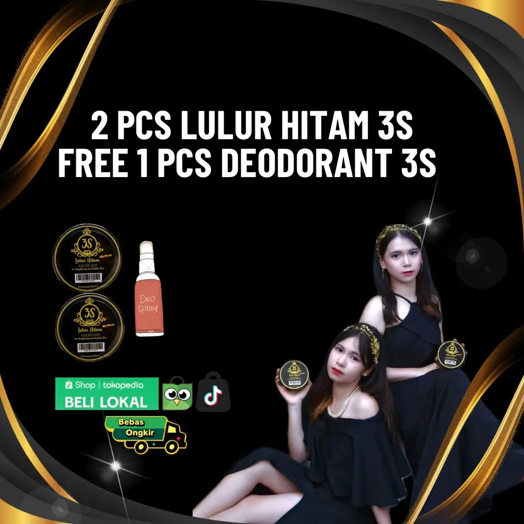 2 pcs lulur hitam 3s Memudarkan Mencerahkan FREE DEO
