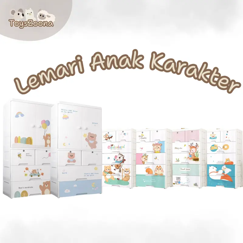 ToysZoona Lemari Plastik Pakaian Laci Susun Plastik Rak Susun Penyimpanan Lemari Pakaian Plastik Furniture 0