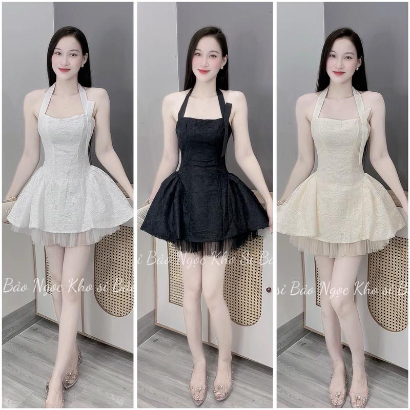 [D365] Váy Thiết Kế Cổ Yếm Dáng Ngắn Xoè Kho Sỉ Bảo Ngọc