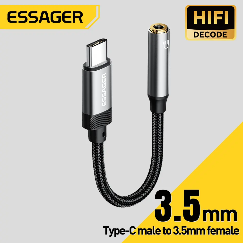 Essager USB C to 3 5 mm jack Audio Cable Headphone Earphone Aux Cable USB Type C to 3 5 Adapter OTG Type C For Xiaomi 12 Oneplus iPhone IOS
