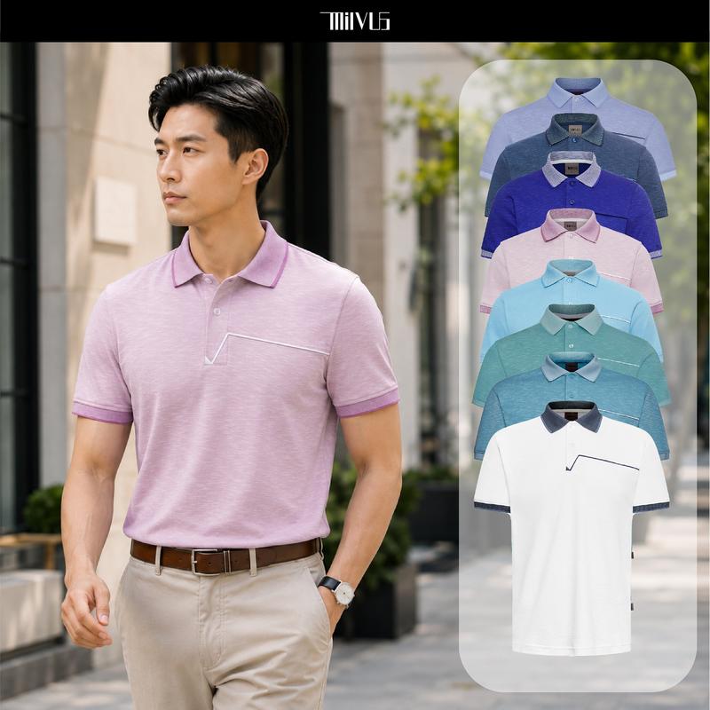 MILVUS PRESIDENT Áo Polo Nam Công Sở Pierce Pique Slub Áo Có Cổ Nam Thoáng Mát,…