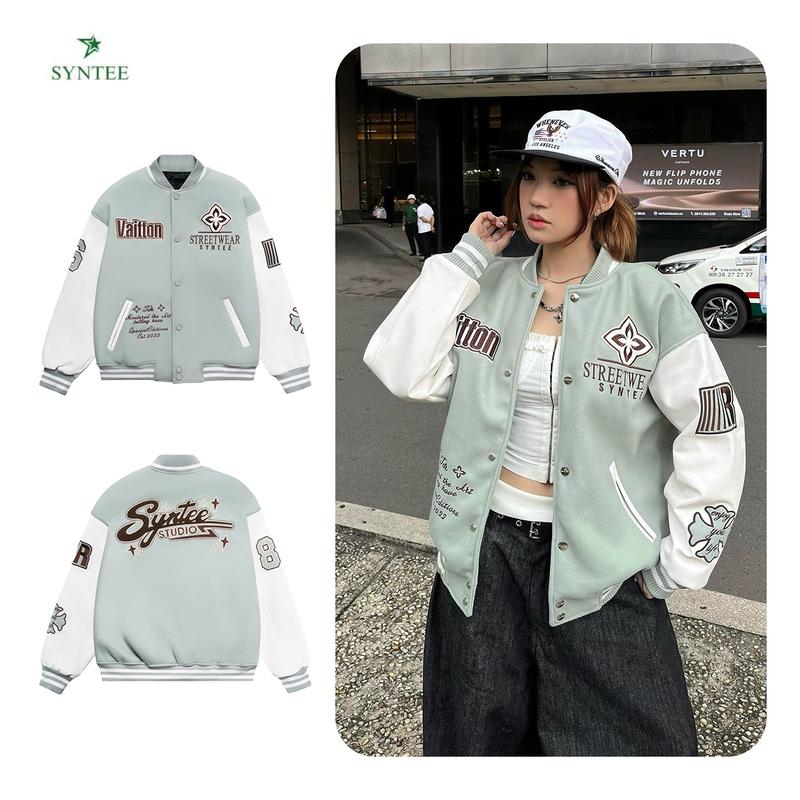 Áo Khoác Varsity XMin Premium Full Hình Thêu Chất Dạ phối tay Da SYNTEE