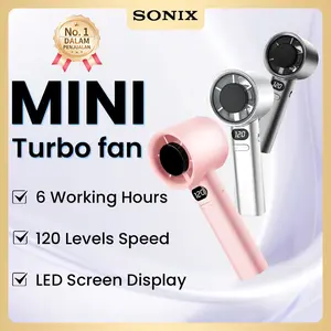 Sonix Mini Fan SF04 Kipas Angin Portable Genggam Strong Cooling Turbo Fan High Speed 120 Gear Wind Digital Display Adjustable Wind 3000mAh