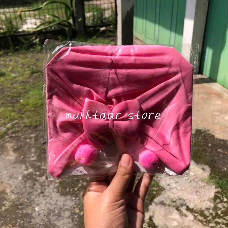 Turban Pita Anting Pom Pom Anak Bayi Perempuan / Turban Baby Girl Newborn Lucu dan Gemes 5