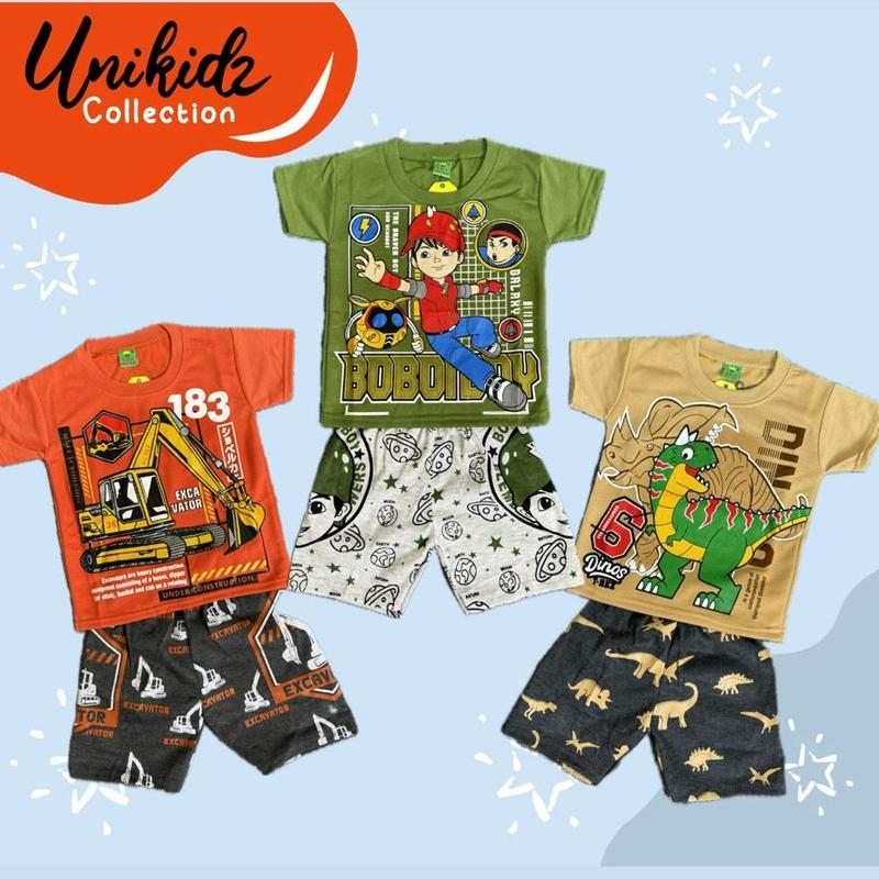 Unikidz 02 | Paket 3 Setelan Anak Premium MOTIF dan WARNA RANDOM 1