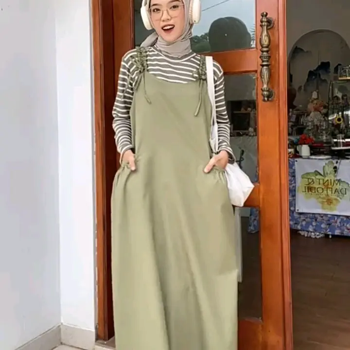 NisOutfit>> overall Keiko+untuk ootd harianmu+overall koren style+terdapat Pita dibagian talinya Wanita Katun Casual 1