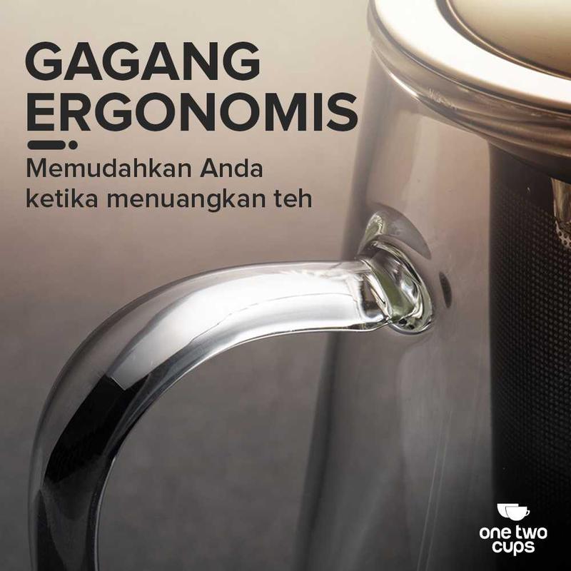 Teko kaca tahan panas api kompor dengan infuser saringan filter teh 2