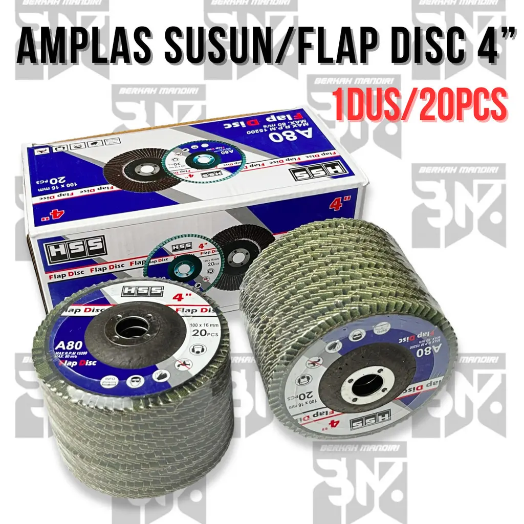Amplas Susun Sirip / Flap Disc HSS 4" - Mata Amplas Susun - Amplas Tumpuk Greinda Flap Disk 4 Inch Grit 60 80 100 120 150 180 240