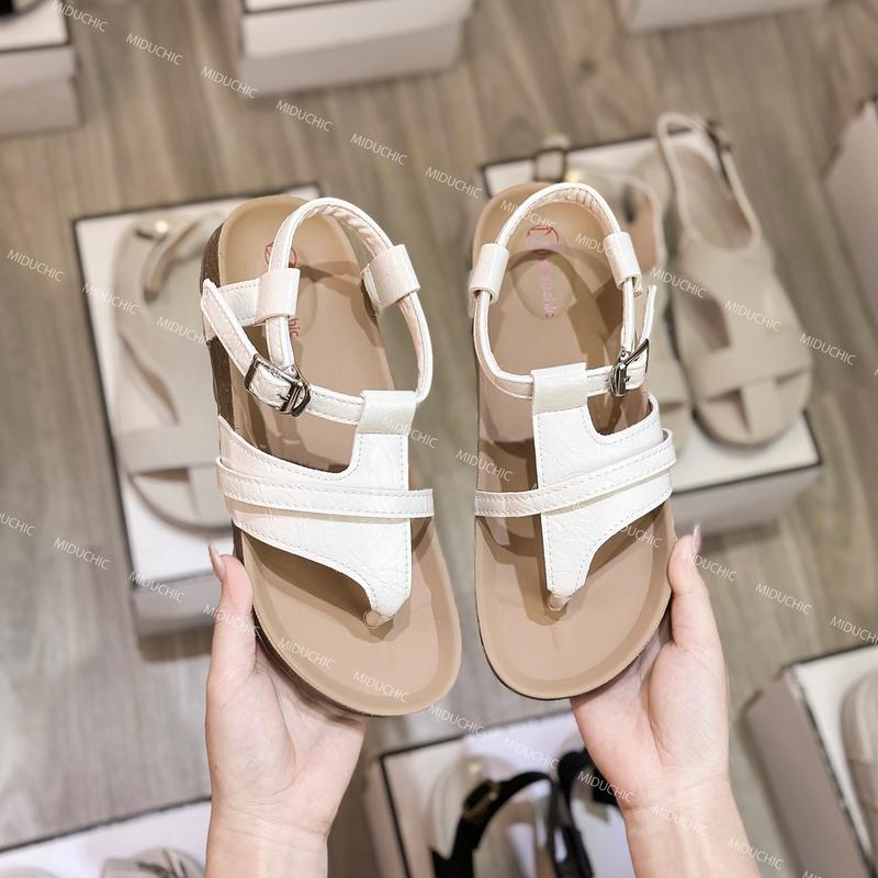 Dép Sandal Nữ MIDU NAMI Kẹp Ngón Quai Da Khóa Gài Đế Trấu Êm Nhẹ 3 Màu 3 Phân