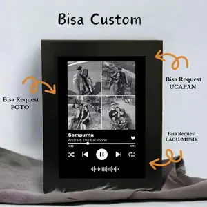 KADO CUSTOM FOTO FRAME MUSIK BISA NYALA Pigura LED Anniversarry Mensive Ulang Tahun Wisuda Graduation Gift Lampu Putih dekorasi bukan musiman portabel