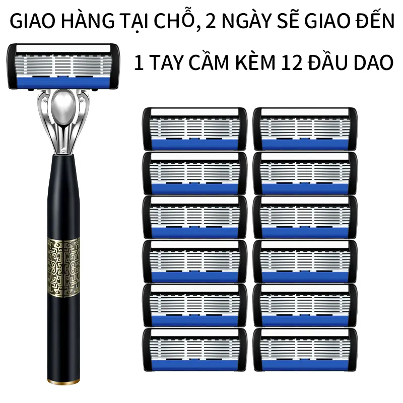Dao cạo bằng tay, bảy lớp, nhập khẩu, chống trầy xước, có dải bôi trơn, tay cầm bằng thép không gỉ Cạo Râu dao cao dao  cạo dao cao mặt