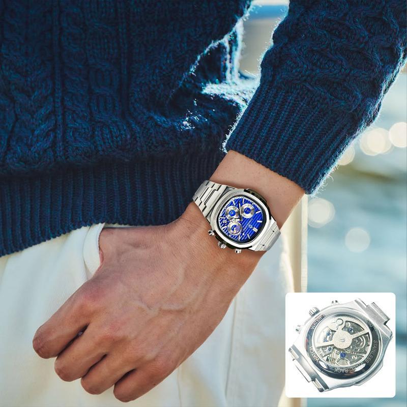 TIMELORD 2090 Jam Tangan Pria Crono Aktif fitur lengkap Watches Stainless Steel Anti Air dengan Kaca Kristal Safir 3
