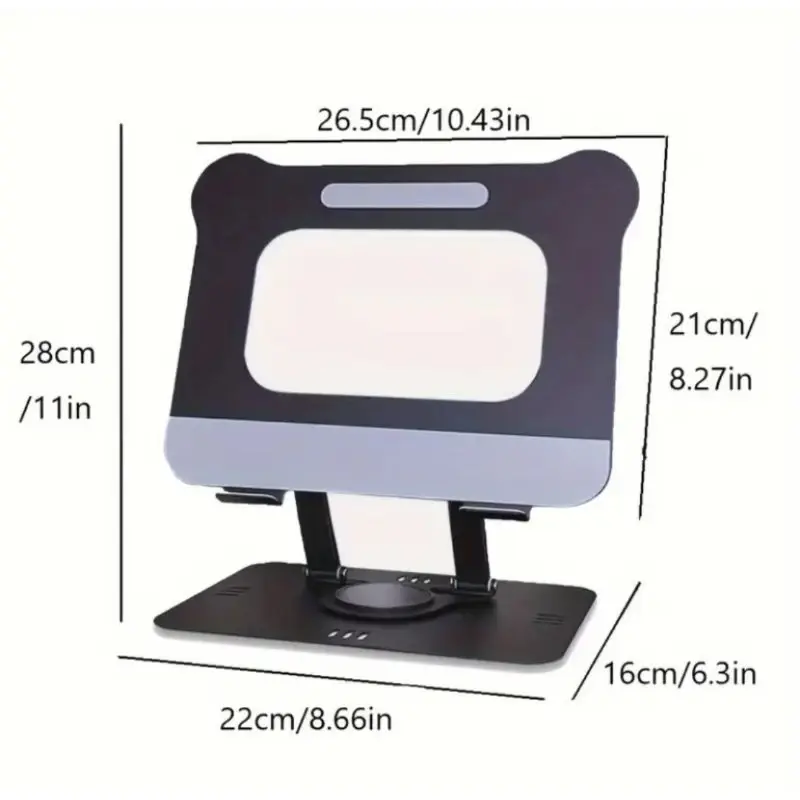 Penyangga iPad L-008 DH 602 Metal Aluminium Alloy Putar Lipat Berkilau Hitam Perak - Computer 1