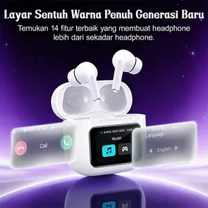 Headset Bluetooth dengan Layar Sentuh, Koneksi Stabil, Suara HiFi Jernih, Earphone Nirkabel Generasi Baru untuk Olahraga & Sehari-hari
