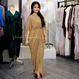 VM - READY STOCK - Kaftan Ceruty Dengan Mutiara Tembak/ Dress Lebaran / Kaftan Bumil 815# Mydress_collection Muslim Panjang