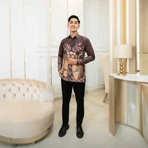 MYLYF Official Kemeja Batik Bahan Batik Pakaian Atasan Pria Laki Laki Slimfit Lengan Panjang Formal Motif
