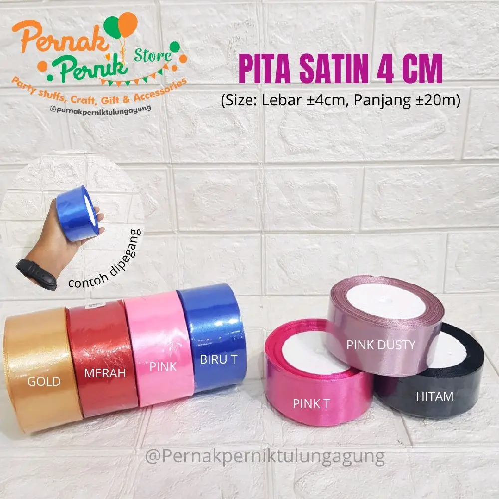 Pita Satin 4 CM/Ready Banyak Pilihan Warna