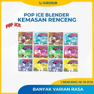 POP ICE RENCENG/RENTENG ISI 10 SACHET COKELAT/STRAWBERRY/AVOCADO/DURIAN/PERMEN KARET/TARO/BLUEBERRY/CAPPUCINO/COKELAT BISCUIT/MOCCACINO/VANILLALATTE/CHOCO CREAM/MELON/GRAPE/LYCHEE/ES DOGER/ES TELER/MANGO/THUNDER CHOCO MALT