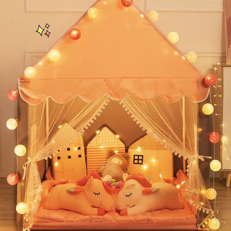Mainan Tenda Anak Perempuan dalam ruangan Tenda Anak besar Tenda Princess 140 x 100 x 125 Tenda Bermain Indoor Outdoor 1