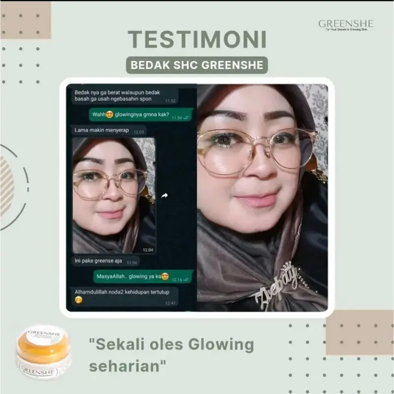 SHC Powdery Foundation | Bedak SHC Greenshe - Bedak Glowing 5
