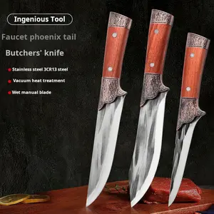 Set Pisau Jagal 3 in 1 (Pisau Potong Hewan + Pisau Belah Daging + Pisau Buang Tulang) Tajam Tahan Karat Stainless Steel untuk Daging Sapi Kambing Ayam