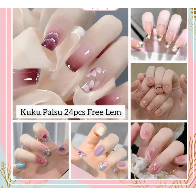 NLT - 24pcs Kuku Palsu Free Lem Jelly 24pcs/Fake Nail Art Fashion Decoration/Fashion Acylic Nail 0