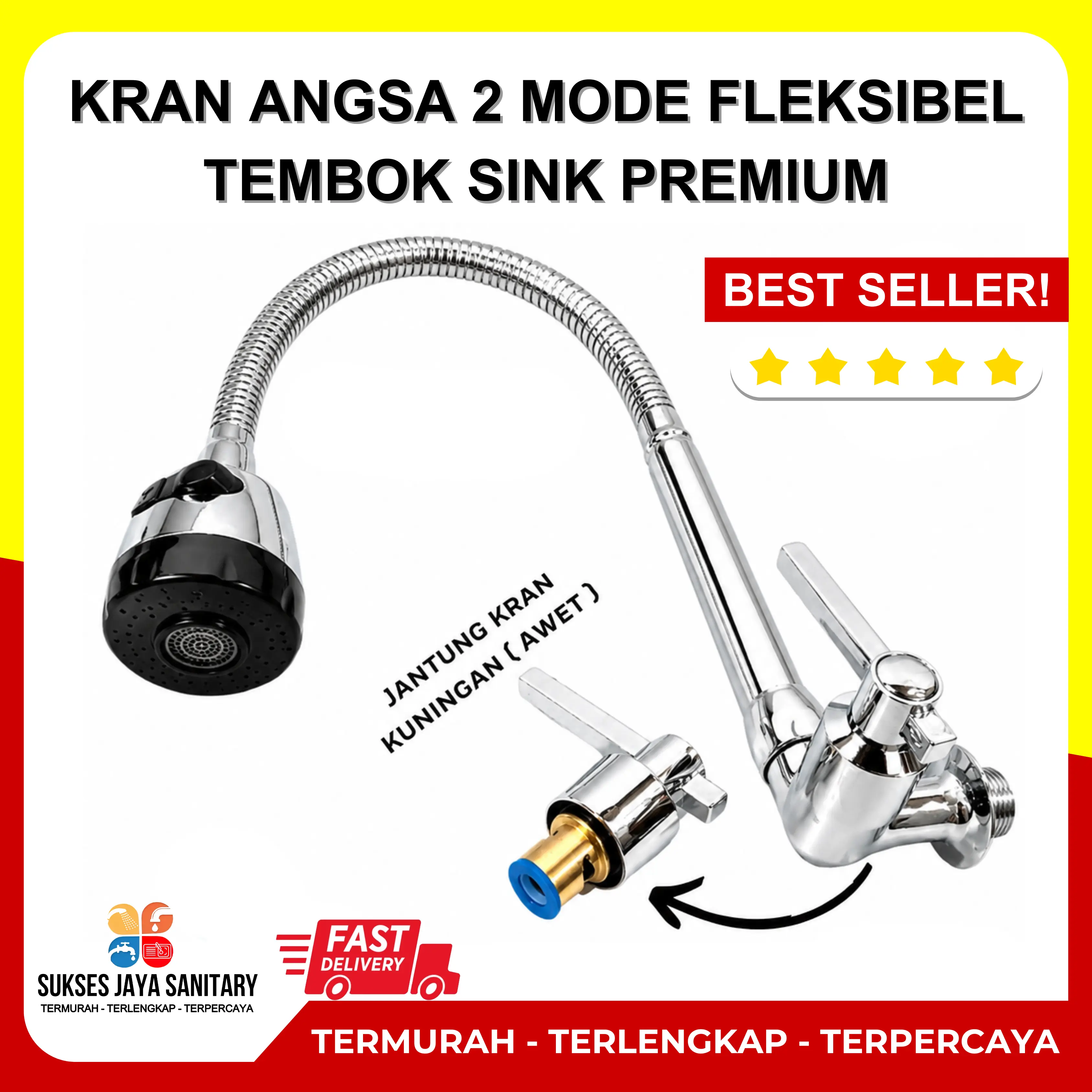 Live Kran Keran Air Angsa Fleksibel Tembok Sink Minimalis Premium Cuci Piring Wastafel Jet  Kran Sink Flash Sale Tebus Murah Kitchen Shower kran sink dapur drat 1/2 inch kran 2 mode besi flexible