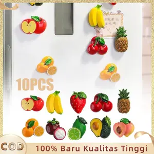 10pcs Magnet 3D Buah Magnet Simulasi Buah Tempelan Kulkas Magnet Buah-Buahan Magnet Hiasan Kulkas Magnet Lucu