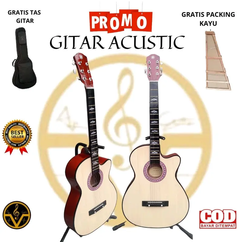 Gitar Akustik Yamaha Custom Untuk Pemula Senar String Rangka Kayu pinus 3