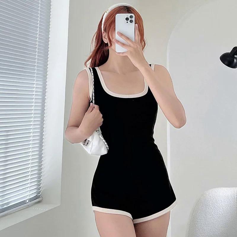 Product Introduction of Áo Jumpsuit Quần Thường Ngày Cho Nữ, Hàng Mới Về, Có Dây Đeo Và Viền Màu Tương Phản, Dáng Ôm, Thời Trang, Quần Đùi Áo Jumpsuit Quần Thường Ngày Quần Áo Tập Yoga Thể Thao 8