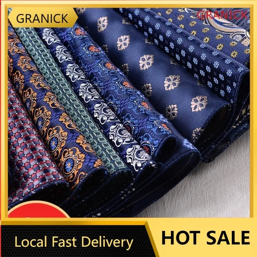 Luxury Men's Handkerchief Polka Dot Striped Floral Hankies Polyester Hanky Business Pocket Square Chest Towel Wedding