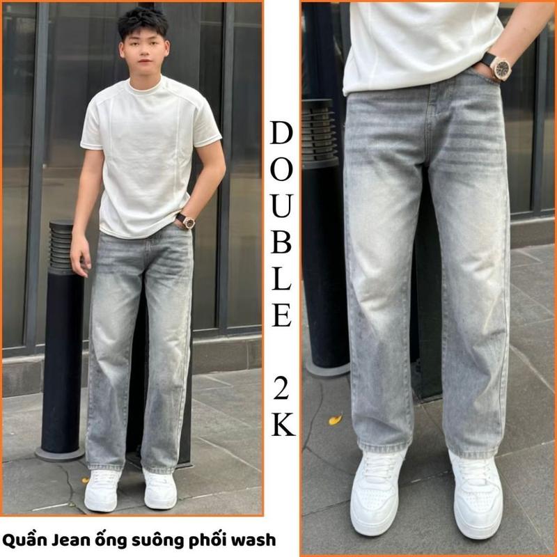 Quần Jean Nam Dáng Suông Vải 100% Cotton Denim Mềm Mịn