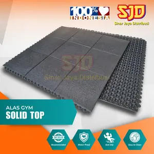 Matras Solid Top Gym Rubber Karet Karpet Karet Lantai Fitness Ukuran 95 x 95 Tebal 16mm Warna Hitam Pekat - Workout
