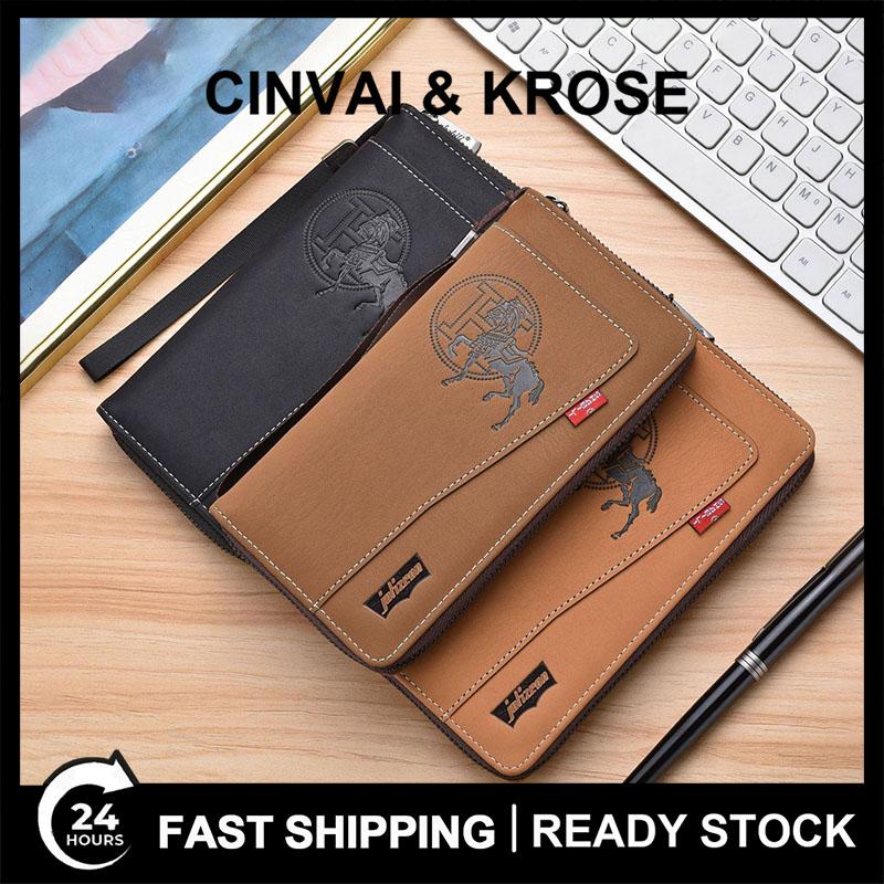 Ví nam, ví dài, túi cầm tay, có dây đeo Cổ Tay Túi đựng điện thoại di động, ngăn đựng thẻ, túi tiền Xu có dây kéo, da PU Cổ Điển, tiện lợi, Phong cách Thường Ngày Clutch