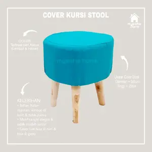 Cover Kursi Stool Bulat Warna Hijau Tosca / Sarung Kursi Stool (TIDAK TERMASUK KURSI)
