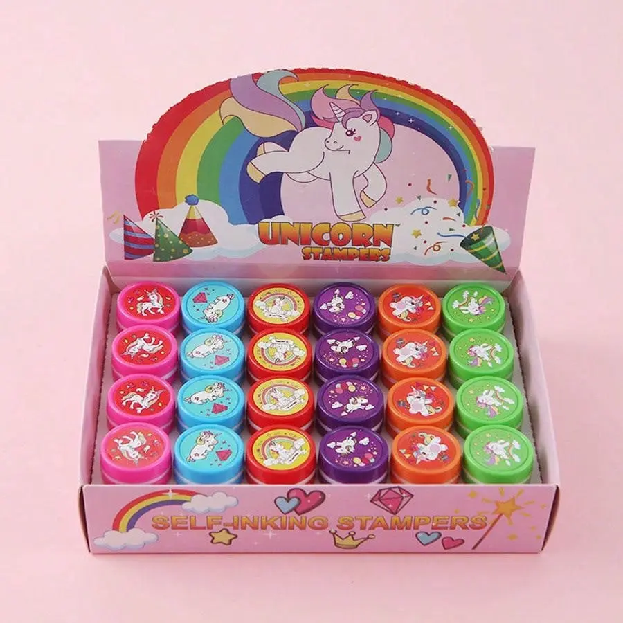 24/12/6pcs Unicorn Assorted Stamps Kids Self-Ink Stamps Children Party Favor Treasure Box Prize Classroom Easter Egg Stuffers Toys