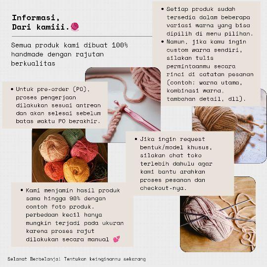 HUGLOOP - Aksesori Bunga Rajut Gantung / Crochet Flower Charm with Tie String / Handmade Bag Decoration