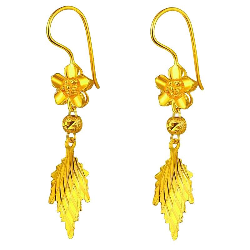 Product Introduction of New retro elegant long flower earrings Fashion flower leaf earrings for women 12